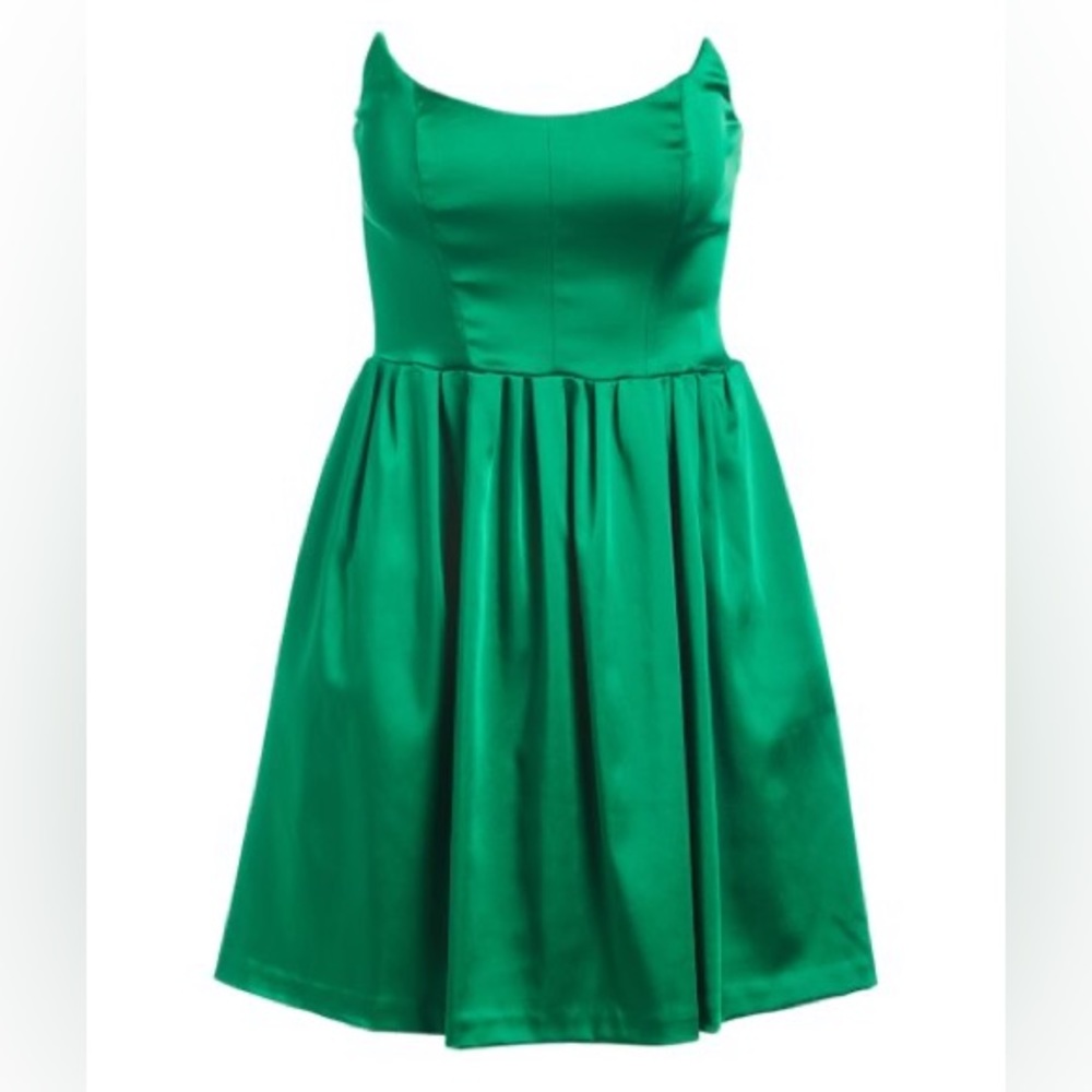 Amanda Uprichard Green Strapless Addie A-Line Dress